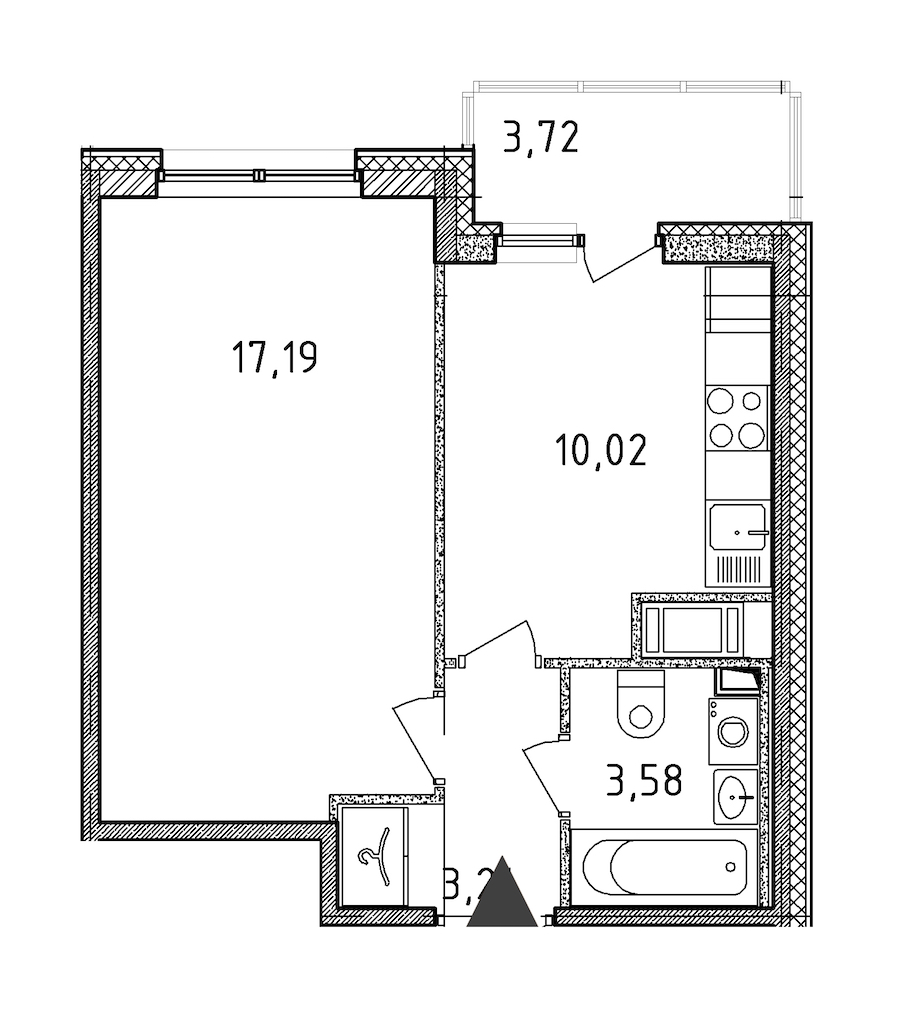 Однокомнатная квартира в : площадь 34 м2 , этаж: 10 – купить в Санкт-Петербурге